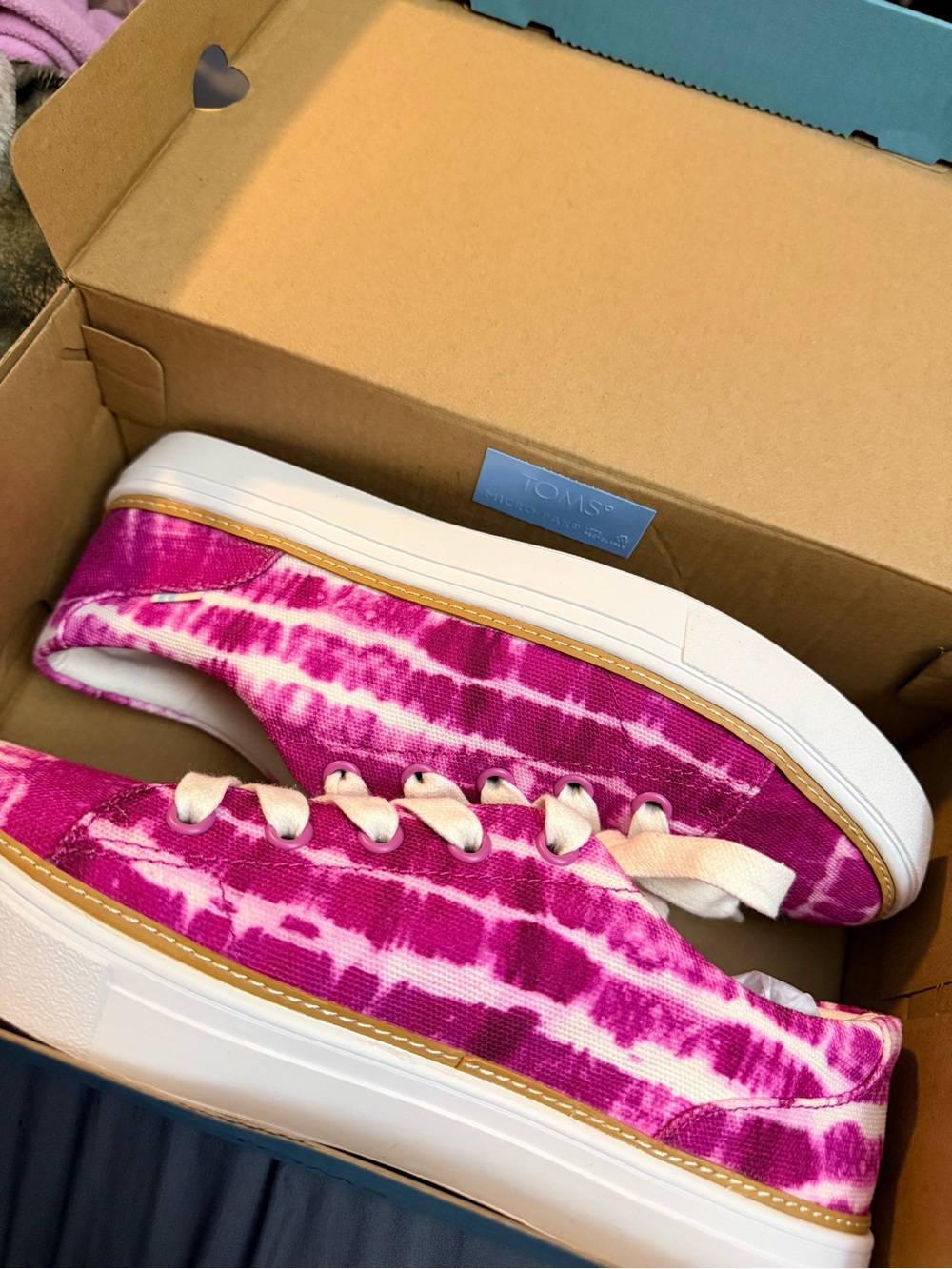 Toms Women’s Pink Tie-Dye Canvas Sneakers with White Sole